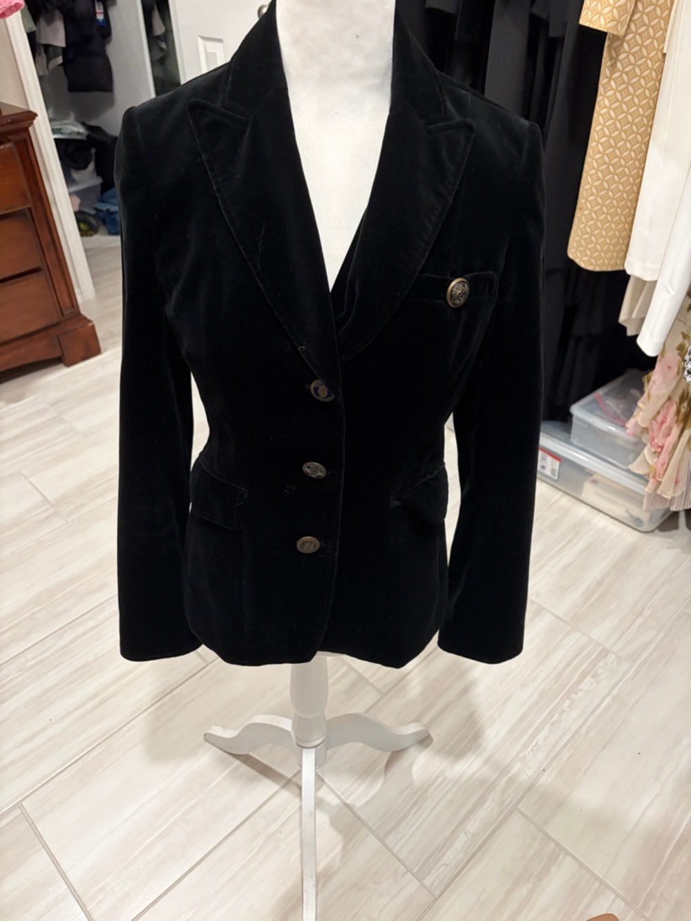 Banana Republic Black Velvet Tailored Blazer